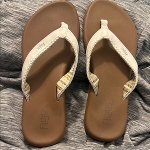 Flojos Women's Tan and Cream Braided Sandals